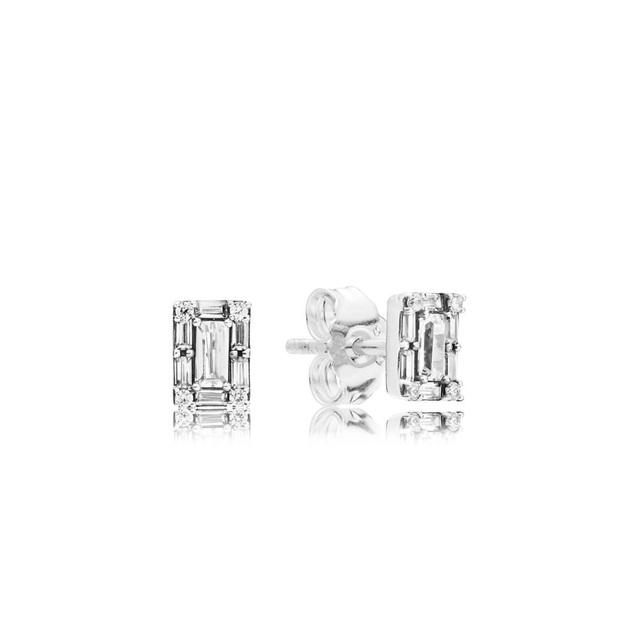 1 Pair 925 Sterling Silver Earrings Rose Gold Crown Square Shape Zircon Cz Earrings For Women Fashion Wedding Party Jewelry Gift