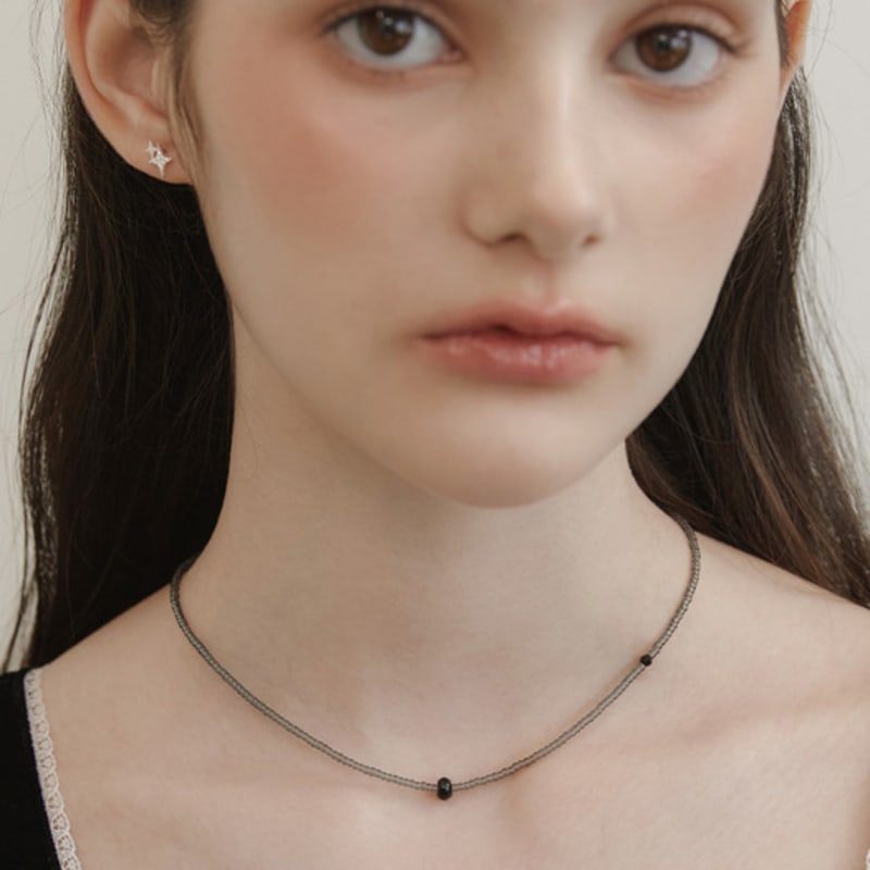 Tatiana (925 Silver) Grayscale Bead Necklace NZ2447
