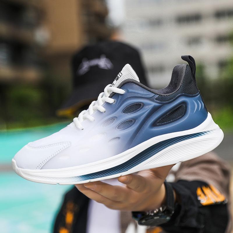 Spring and Autumn New Shoes Lightweight Lace-up Mesh Breathable Student Running Shoes Sports Leisure Large Size Cold Sticky