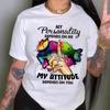 Mode Dam Färgglatt Läpptryck T-shirt Rolig Casual Rundhalsad Kortärmad T-shirt Sommar Dam Tee Shirt