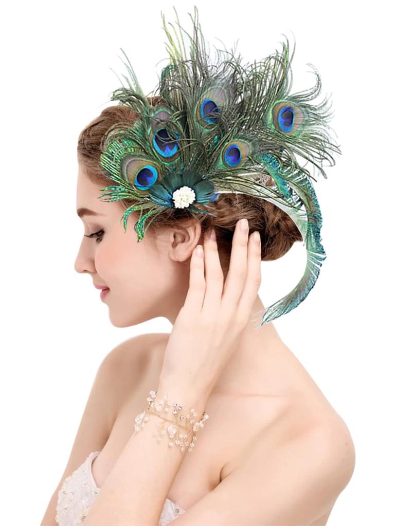 1PC Hair Pin Peacock Feathery Hair Clip Cute Retro Carnival Party Hairpin Costume Beautiful Decor Hair Clip for Party Wedding Performance Retro Decor
