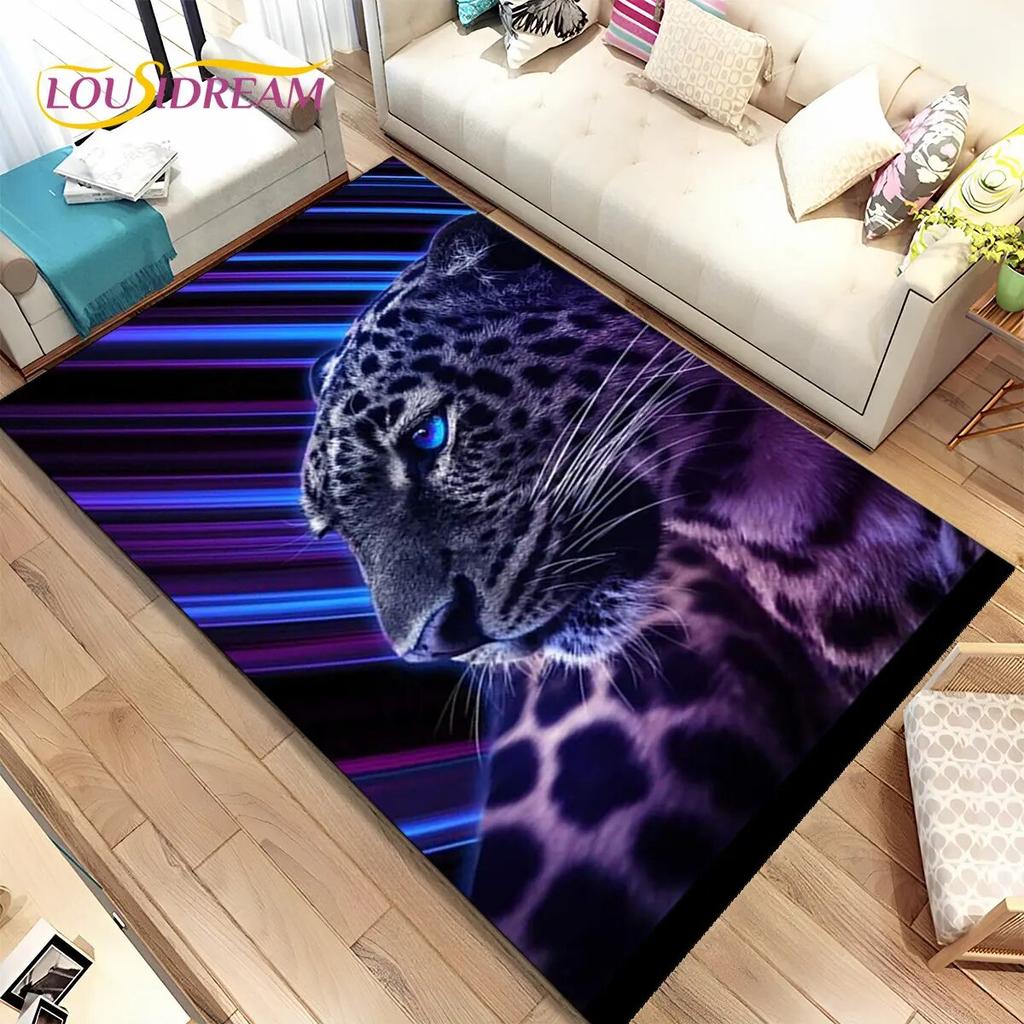 Animal Leopard Cheetah Cartoon Beast Area Rug,Carpet for Home Living Room Bedroom Sofa Doormat Kitchen Decor,Non-slip Floor Mat