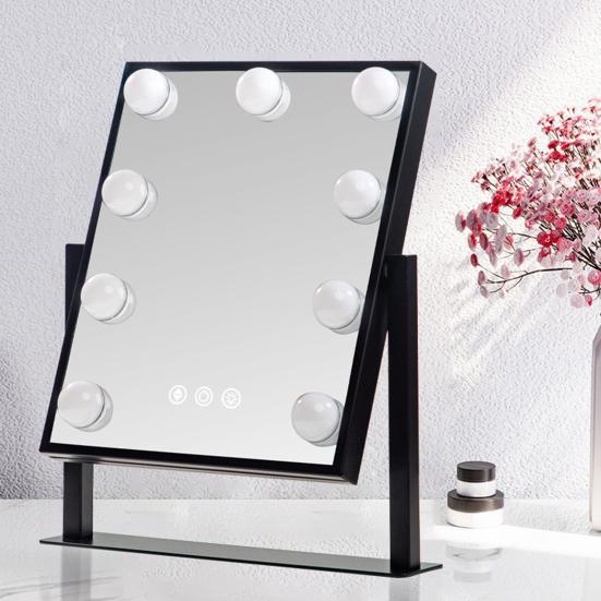 LED Beleuchteter Schminkspiegel 3 Farben Beleuchtung Touch-Steuerung Einstellbare Stufenlose Dimmung Kosmetikspiegel Tragbarer Reise-Schminkspiegel mit Lampe