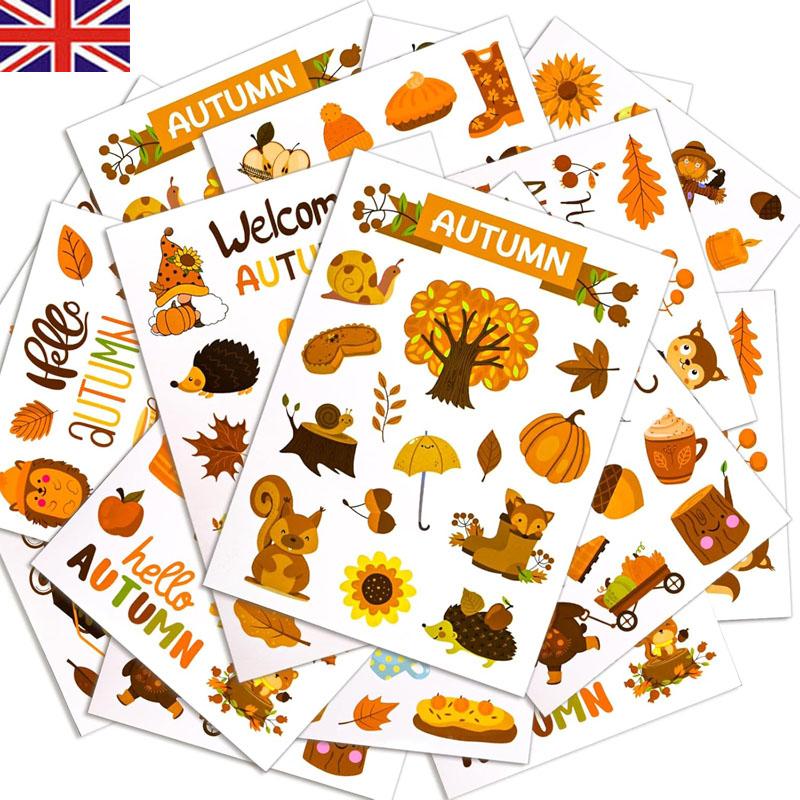 274 Pcs Autumn Theme Stickers for Kids Crafts Cardmaking Scrapbooking Self-Adhesive Paper Stickers for Water Cup Laptops Scrapbook Phones Skateboards