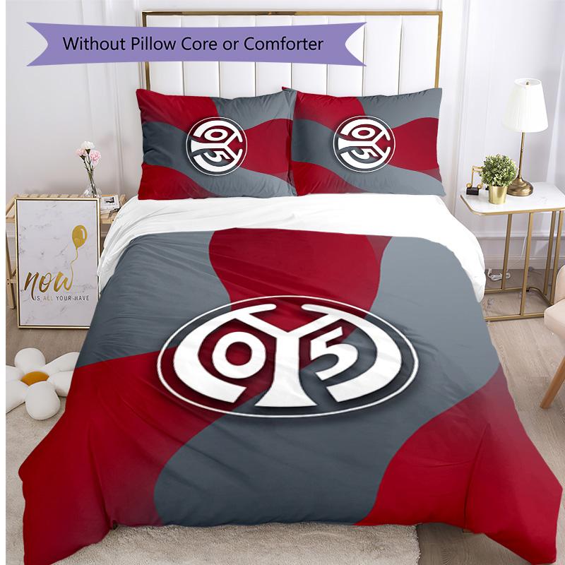 Set Lenzuola 3 Pezzi Stampato FC Mainz Traspirante Copripiumino con Federe Biancheria da Letto Decorativa per Camera da Letto Casa