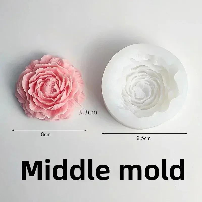 DIY herzförmige Rosenblütenkerze Silikonform groß Liebesförmige Blumenkerzenform blühende Blume Harzform Weihnachten