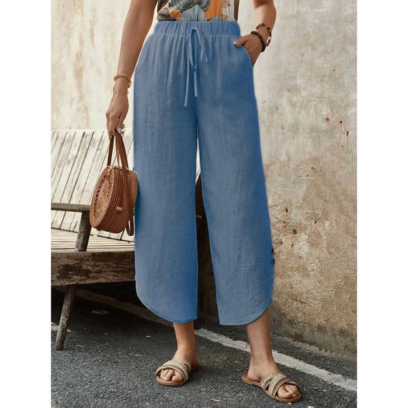 JPNTKY Women's Fashion Casual Solid Color Print Pants & Capris