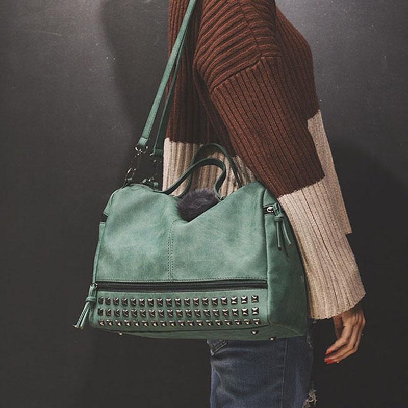 Fashionable And Functional Solid Rivet Shoulder Messenger Crossbody Bags For Women