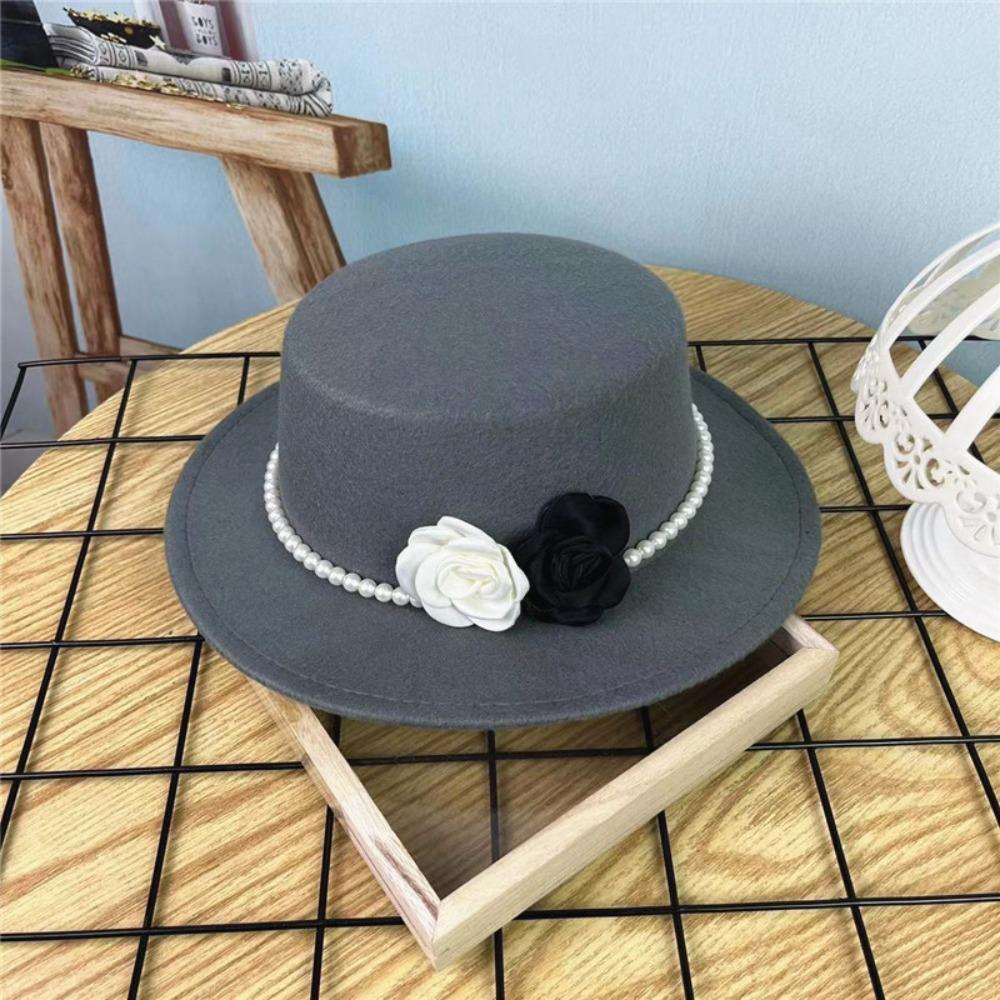 10CM Wide Brim Flat Top Felt Hat French Hepburn Style Panama Trilby Cap New Jazz Hats Gift
