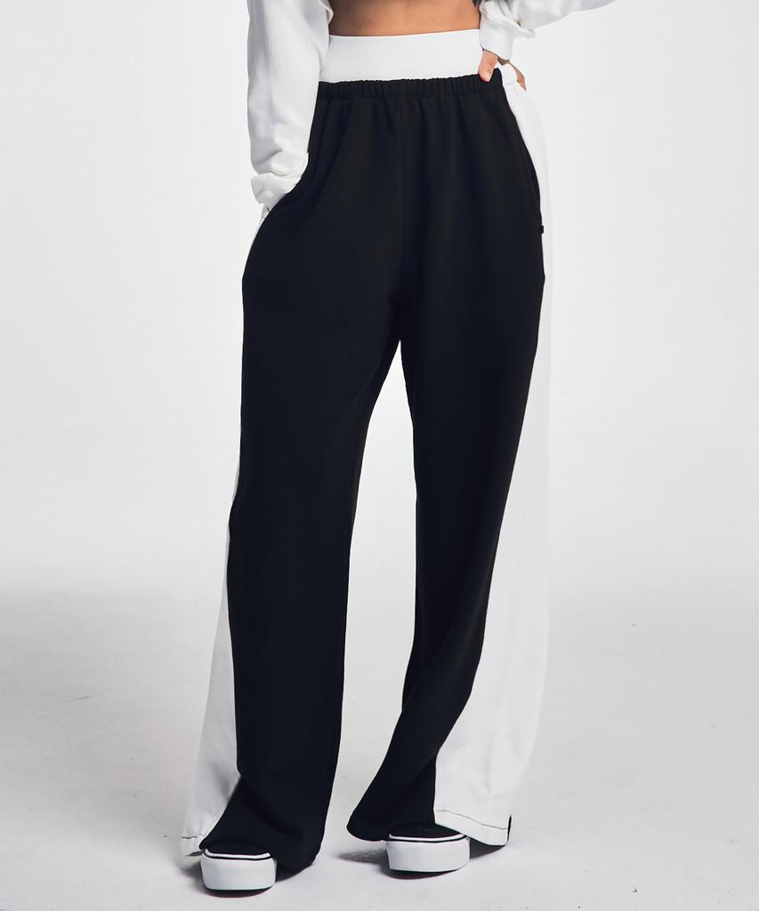 CRUSHST Fake Leggings Wide Sweatpants Black And White