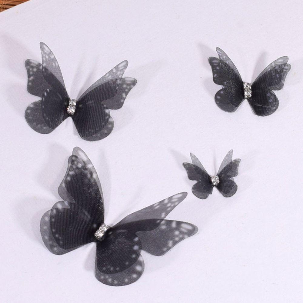 50Pcs Double Layer Butterfly Patch Translucent Clothes Sewing Patch Garment Design Materials