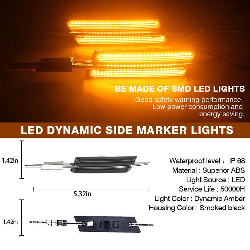 2X LED Dynamic Turn Signal Sequential Indicator Light Superior Quality Side Marker For BMW E90 E46 E60 E91 E82 E93 E83 X3 X1