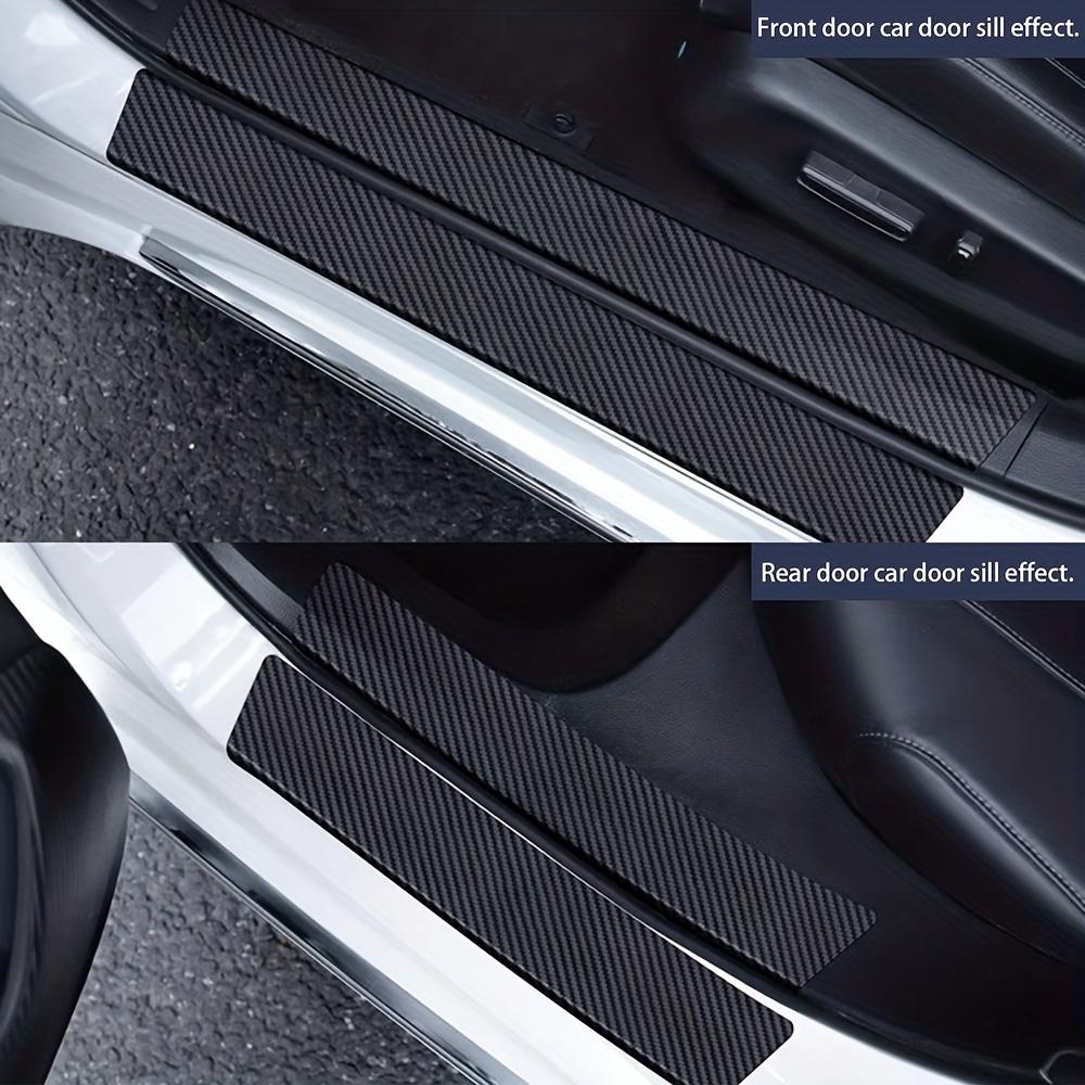 9pcs Vehicle Door Sill Protector Set Rubber Carbon Fiber Vinyl Stickers, Easy To Install Durable Entry Guards for Car Threshold Protection