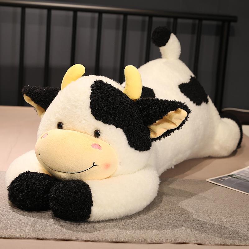 90/110CM Lovely Milk Cow Plush Toysets Cartoon Stuffed Animal Cattle Dolls Sleeping Pillow for Birthday Surprise Gifts