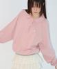 RONRON Henryneck Frill Point Sweatshirt Pink Gray Stripe
