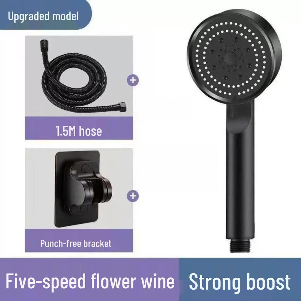 Black Warrior Handheld Shower Head with 5 Water Modes and High Pressure