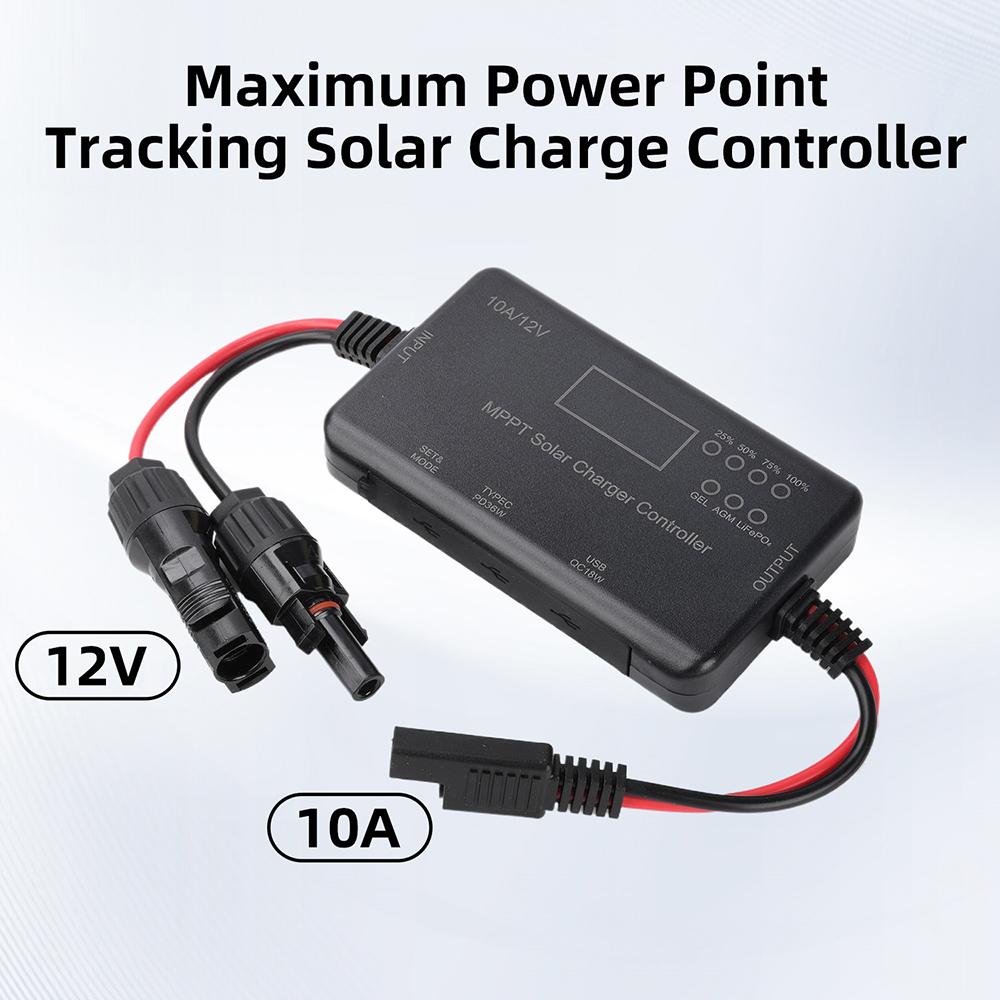 12V 10A MPPT Solar Panel Charge Controller With Type-C And USB Output Designed For AGM Lifepo Batteries
