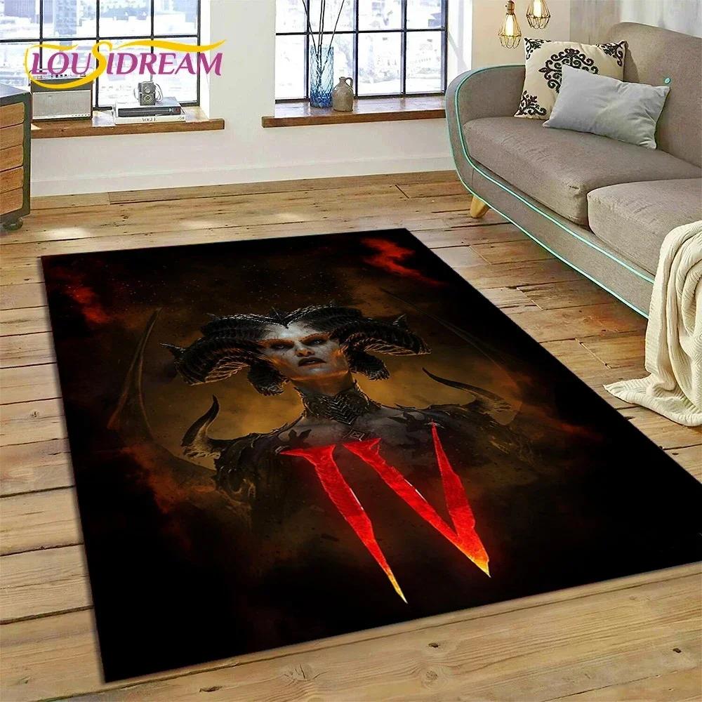 Diablo 3D Retro Spiel Gamer Teppich Teppich für Schlafzimmer Wohnzimmer Zuhause Sofa Dekoration, Kinder Spiel Groß Dekor Bodenmatte Geschenk