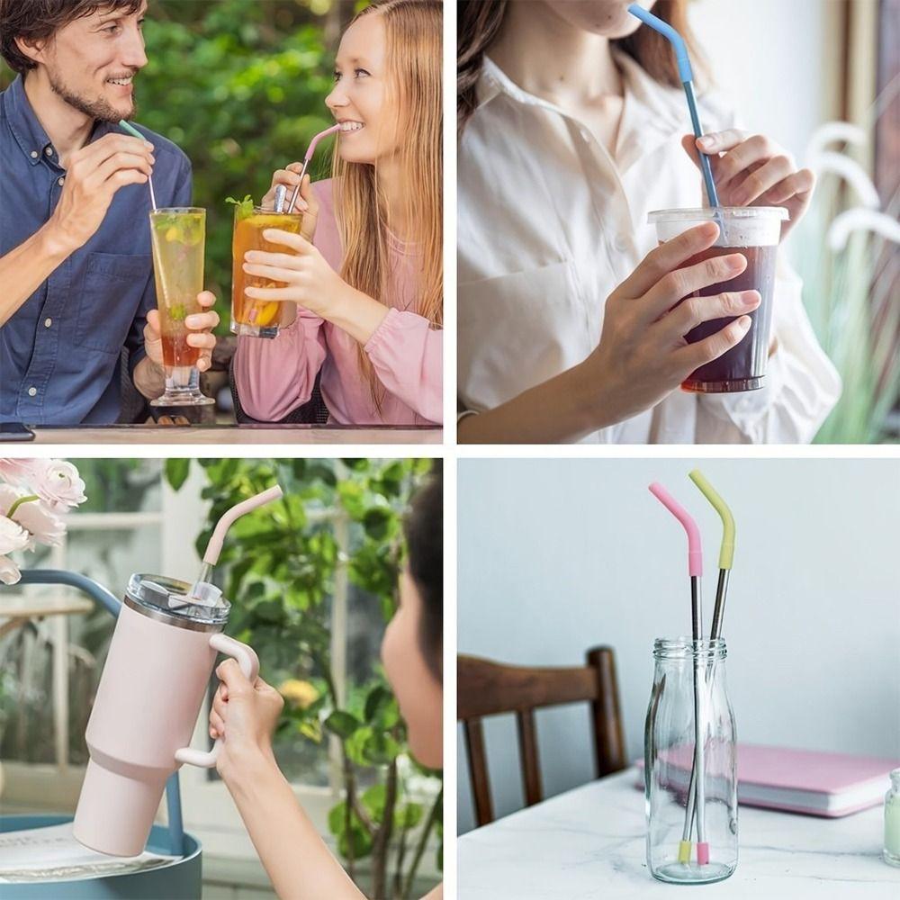 6Pcs Drinkware Straw Head Drink Blender Stick Silicone Suction Nozzle  for 8mm Stainless Steel Straw