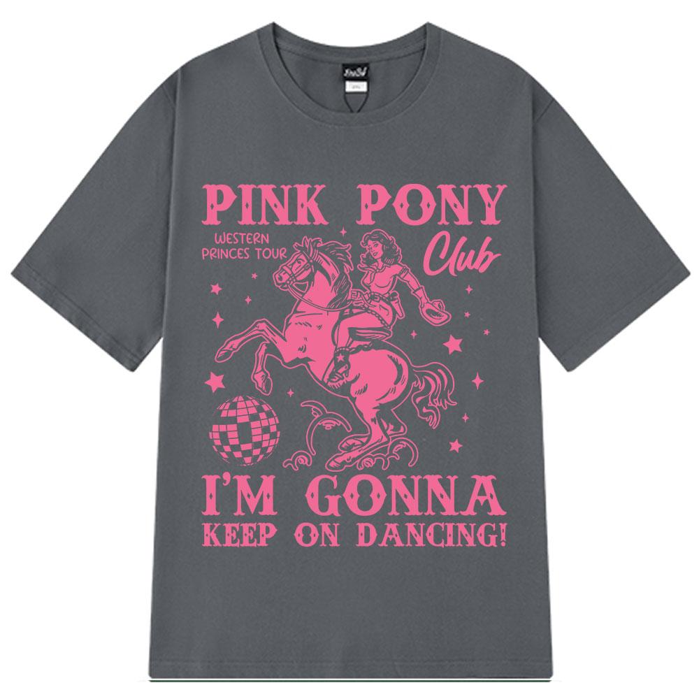 Tricou cu imprimeu fashion Pink Pony Club Mânecă scurtă de vară 100% Bumbac Tricouri casual Bărbat Femeie Estetic Trendy Largi Tricouri