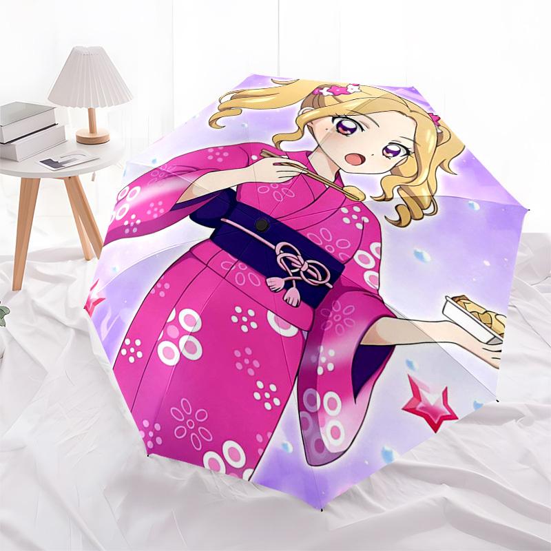 1pc Kawaii Anime Girl Outdoor Umbrella - Automatic Opening/Closing, Portable 3-Fold Design, 8-Rib Iron Frame, Perfect Gift for Fans, Travelers, Daily
