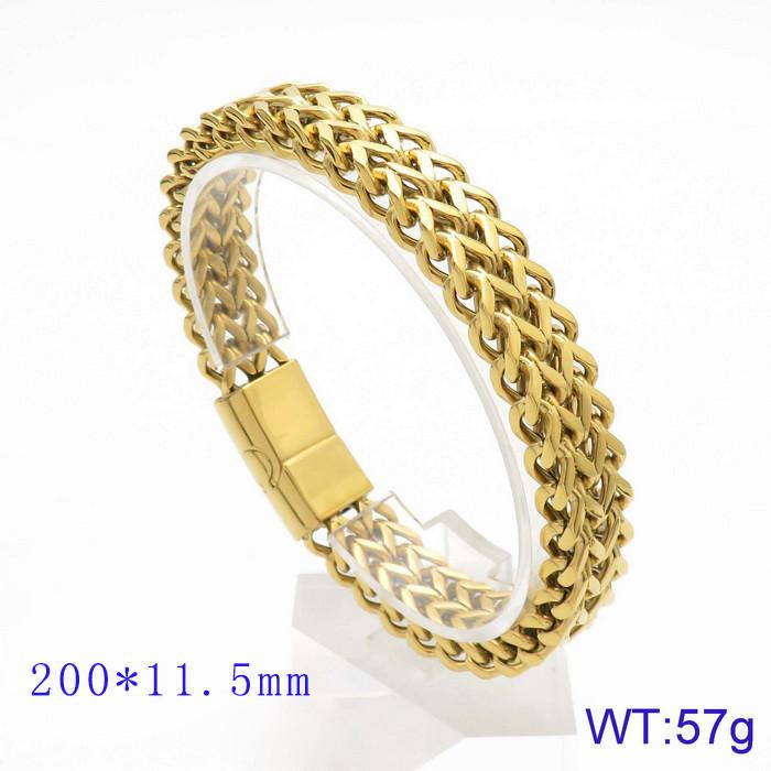 Newest Handmade Jewelry Braided Double-row Flat Buckle Stainless Steel Men's Bracelet, Fashionable and Simple