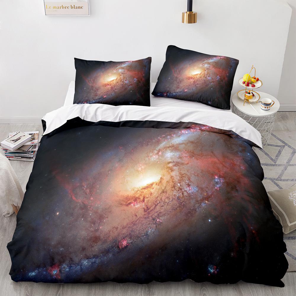 Starry Sky Duvet Cover Set King/Queen Size Night Sky Galaxy Blue Purple Soft Bedding Set Romantic Star Polyester Quilt Cover