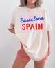 Camiseta Gráfica Retro España Toro Delantero Trasero Letra Roja Clásica Corte Holgado Recuerdo de Vacaciones Camiseta Urbana