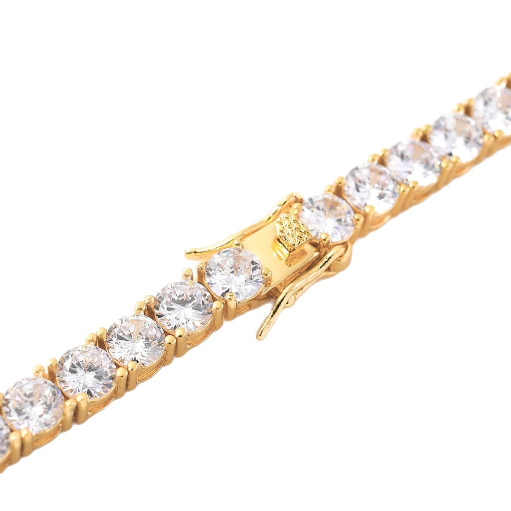 Men's High-End 4mm 5mm Zircon Tennis Necklace - Luxurious Diamond-Accented Jewelry Accessory