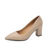 Black Suede Chunky Heel Pointed Toe Career Shoes for Women - Sizes 41, 42 Available