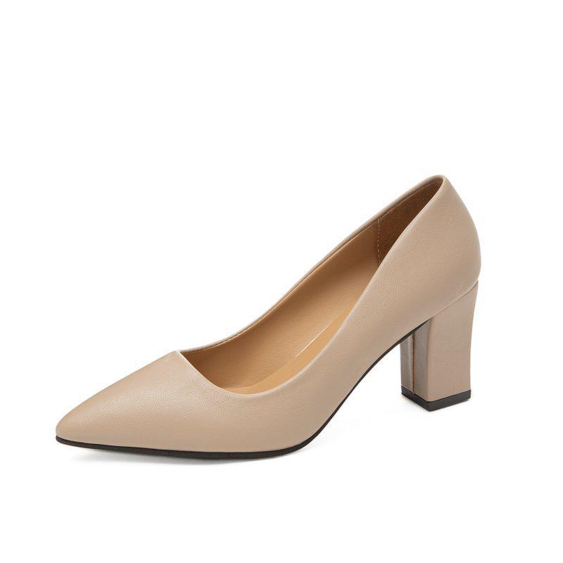Black Suede Chunky Heel Pointed Toe Career Shoes for Women - Sizes 41, 42 Available