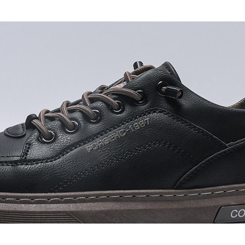Heren Casual Witte Leren Sneakers - Trendy Koreaans Design, Lichtgewicht & Ademend