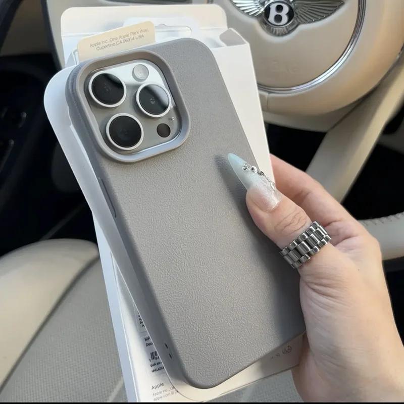 Luxury Matte Soft Leather Candy Phone Case For iPhone 17 16 15 14 Plus 13 12 11 Pro X XS Max XR Shockproof Silicone Bumper Cover