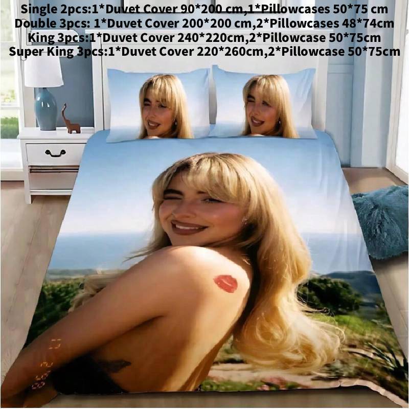 Sabrina Carpenter Bedding Set With Flannel Fabric For Bedroom Decor And Gift