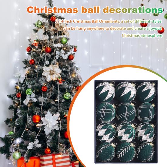 12 bolas navideñas de plástico irrompibles para colgar en el árbol de Navidad, para decoración de fiestas navideñas y bodas