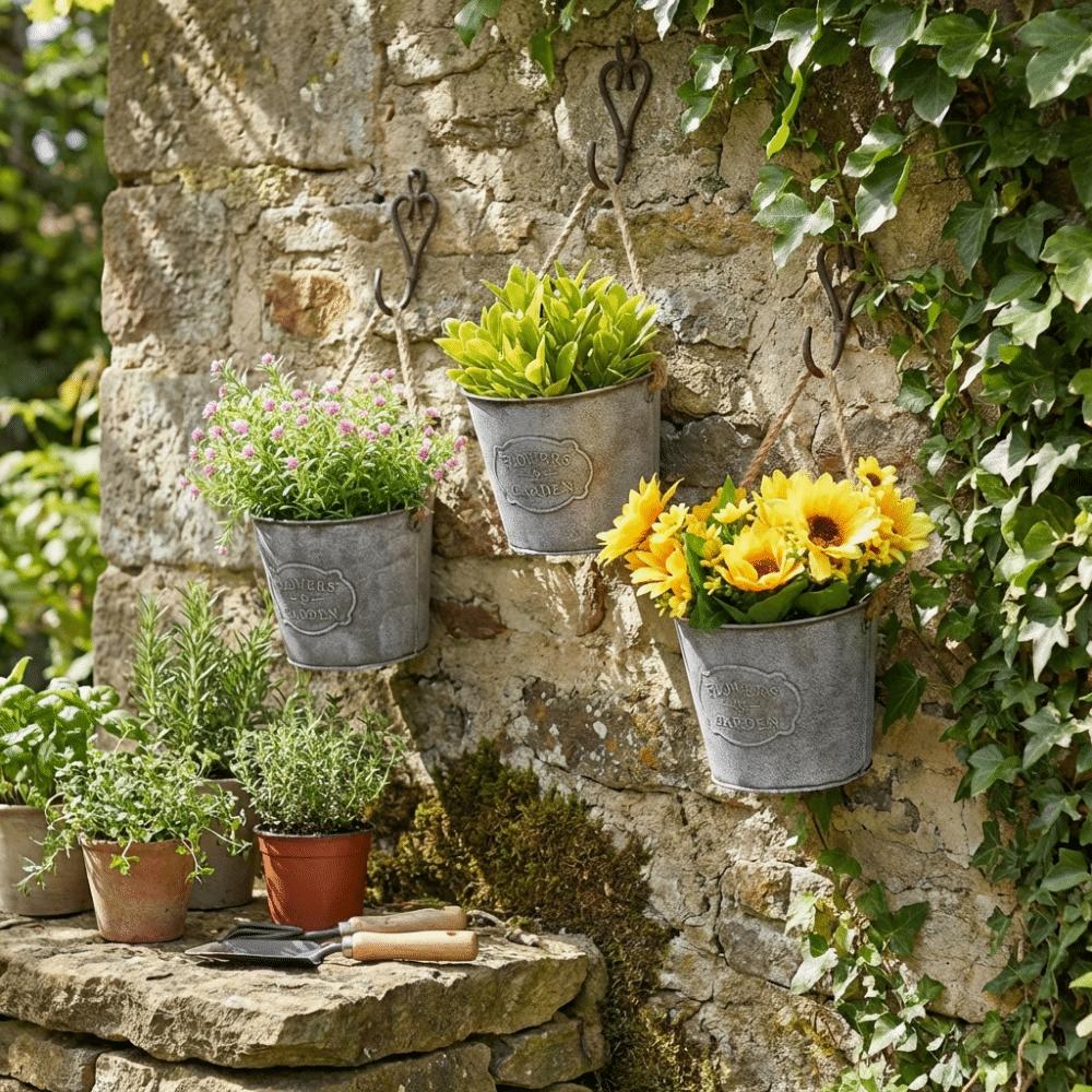 Fioriera in Metallo Fioriera Sospesa Vintage Semicerchio Stile Rustico Fioriera da Parete Supporto per Fiori da Parete in Ferro Decorazione per la Casa