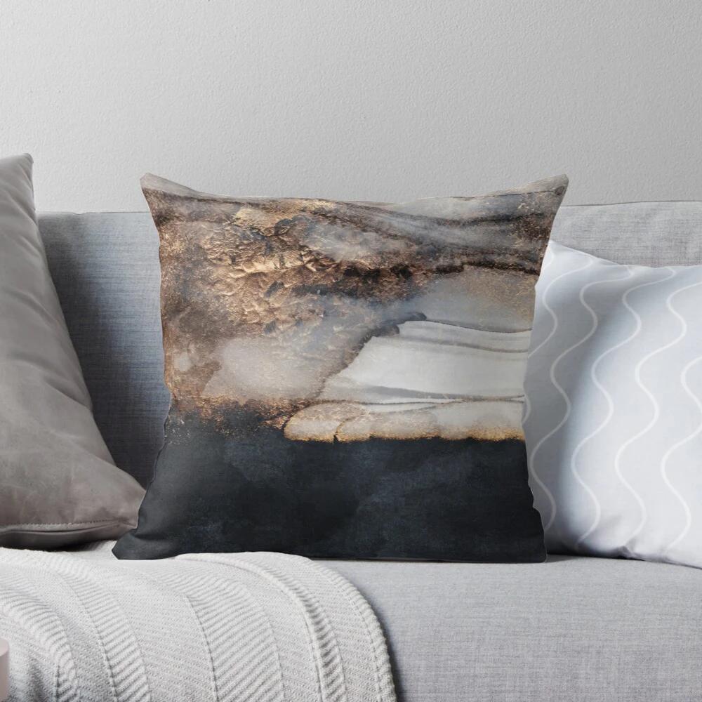 Home Decor Abstract Gold-Marbled Digital Printed Pillow Covers Pattern Cushion Cover Suitable for Sofa Bedroom Car Pillow Cover