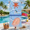 Large Microfiber Beach Towel, Ocean Starfish, Turtle & Seashell Print, Sand Free & Quick Dry, for Coastal Summer Beach Use