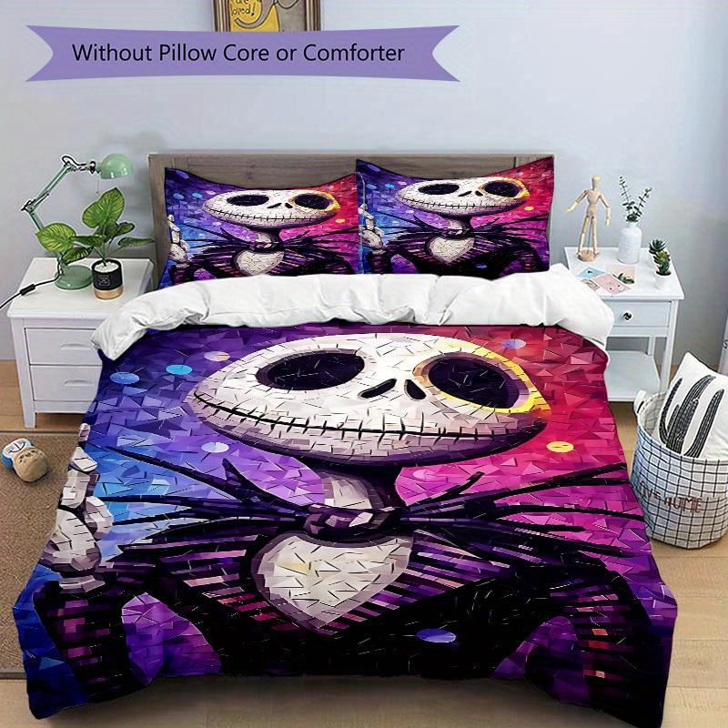 3pcs Set Nightmare Before Christmas Jack Skellington1pc of Quilt Cover+2pcs of Pillowcase, No Core, Print Bedding, All Seasons Bedroom Setting062