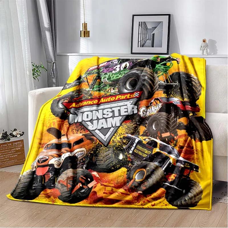 Couverture en Flanelle Douce Monster Jam Monster Truck Dessin Animé Couverture Jetée Douce Chambre d'Enfant Canapé Lit Couverture Jetée Chaude Couverture de Pique-nique