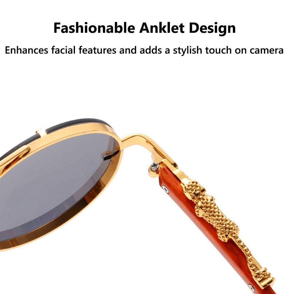 Fashion Luxury Round Sunglasses Double Bridge Cheetah Punk UV Protection Gradient Unisex Shades