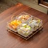 Plat à snacks compartimenté en verre martelé avec support doré