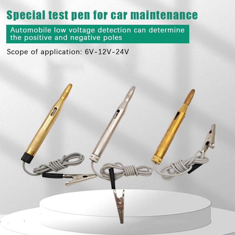 High Quality Car Motorcycle Circuit Voltage Tester Fuses And Light Sockets Test Pen Dc 6V-24V Cable And Clip Circuit Tester 1Pc