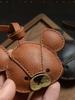 Handmade Genuine Leather Bear Keychain, Car Mirror Hanging Ornament For Home/Office Decor Cute Gift For Stress Relief