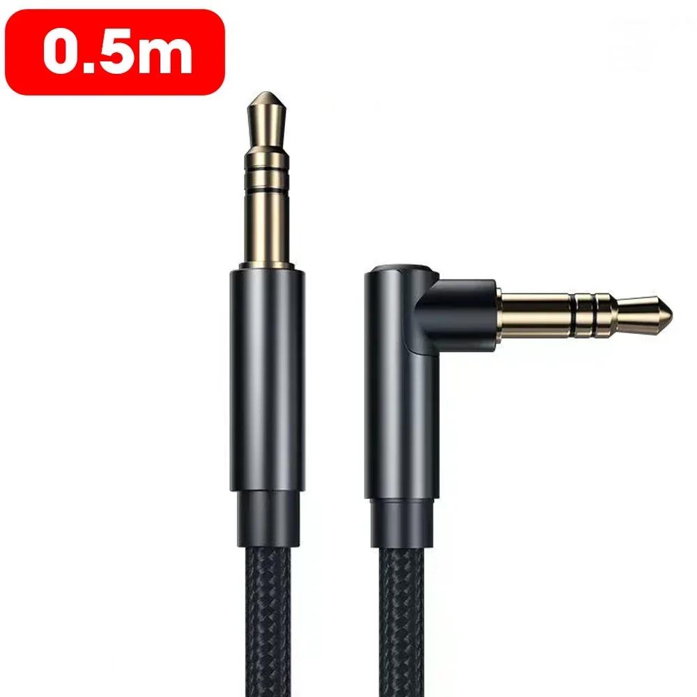 3.5mm Jaklı Ses Kablosu 90 Derece Dirsek Erkek-Erkek Hoparlör Aux Kablosu Samsung Xiaomi MP3/4 Video Araba Kulaklık Adaptör Kablosu