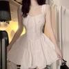 French first love white puffy suspender short skirt small man sweet temperament thin wear pure desire dress