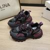 Thick-soled Heightening Dad Shoes Flame Color Matching Forrest Gump Shoes Women's 2025 Autumn New European Trend Running Shoes