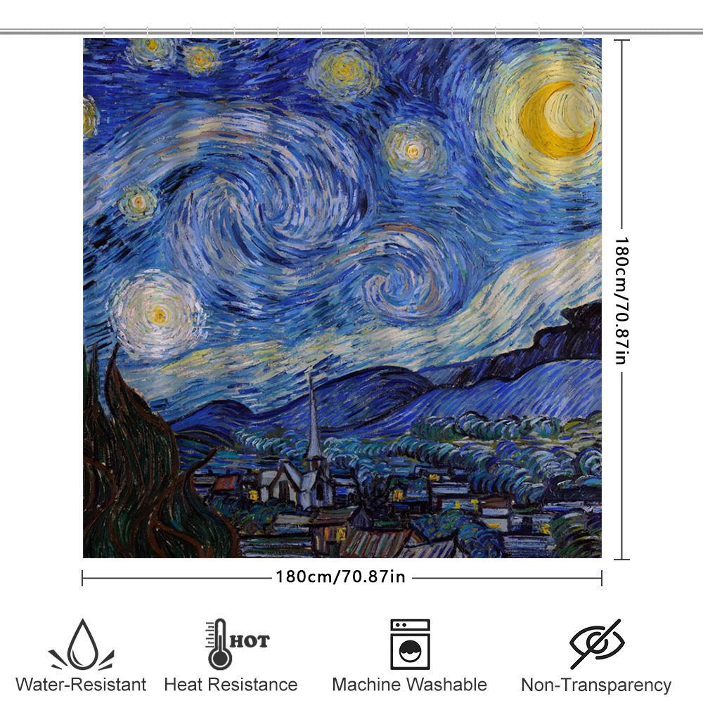 Van Gogh's Sterrennacht: Artistiek Meesterwerk Douchegordijn Voor Een Unieke En Inspirerende Badkamerinrichting