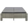 2 Person Sun Lounger with Cushions Gray Poly Rattan