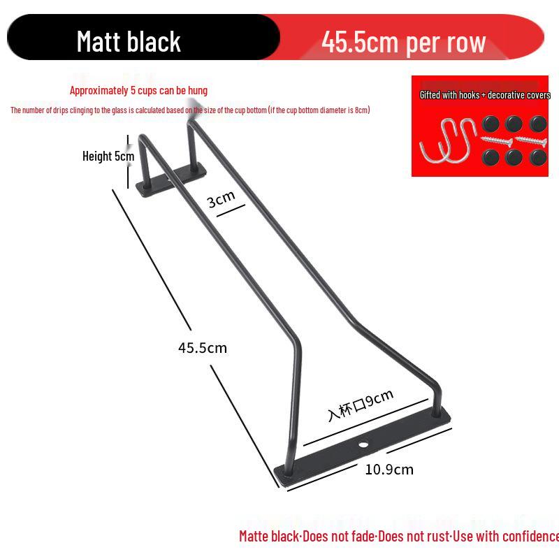 Matte Black Stainless Steel Hanging Wine Glass Rack